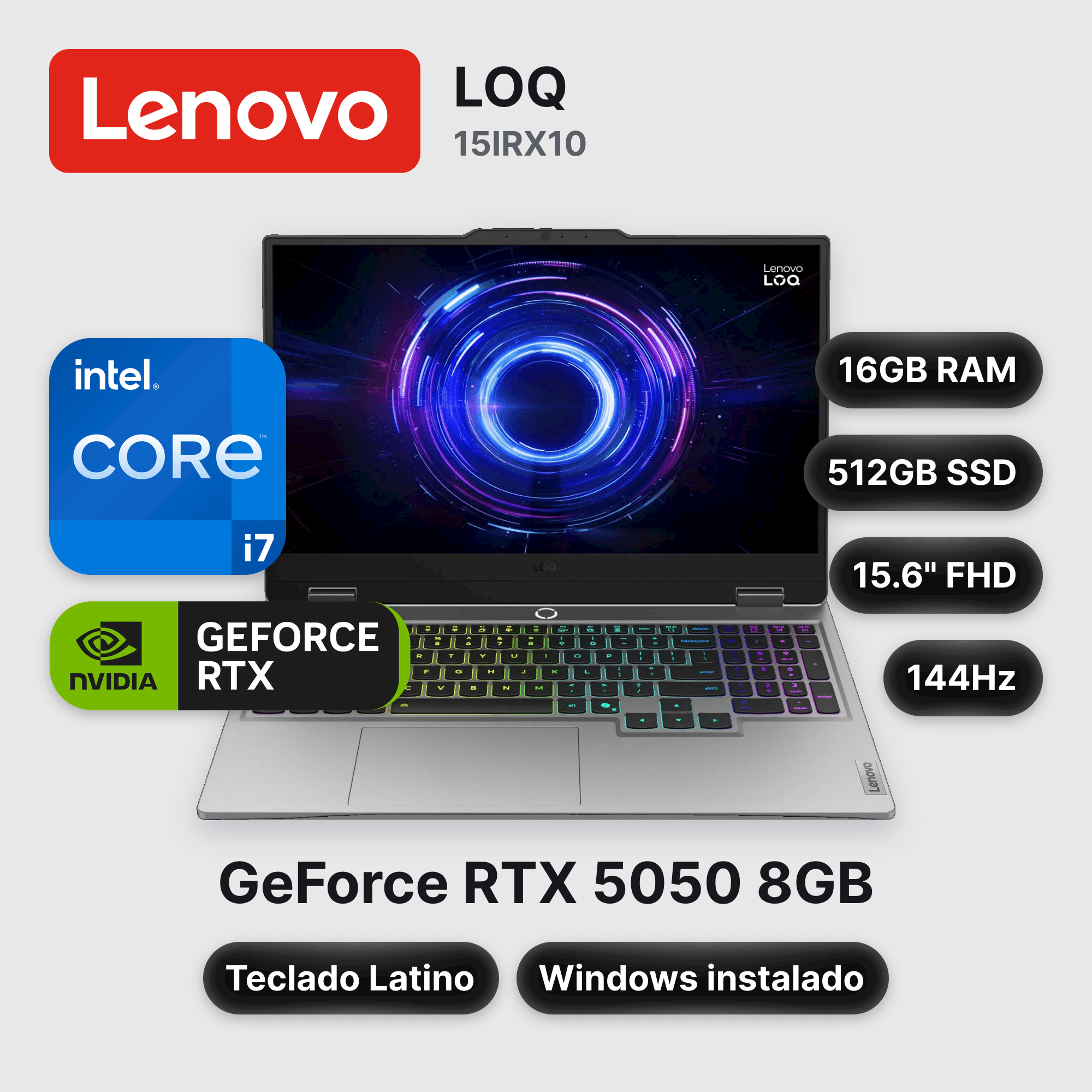 Laptop Lenovo LOQ 15IRX10 Core I7-13650HX 16GB 512GB SSD RTX 5050 15.6" (83JE01JYLM)