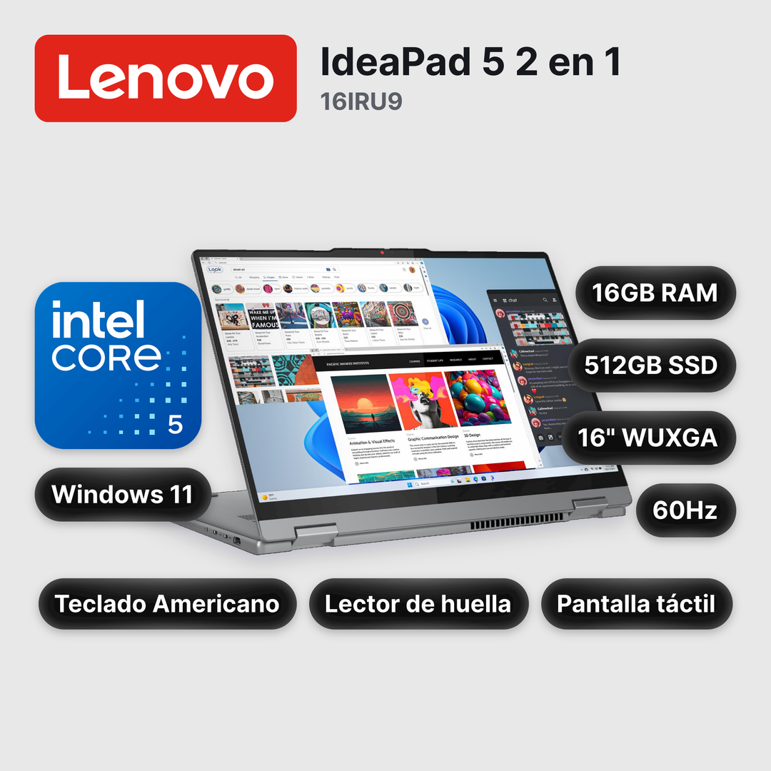 Laptop Lenovo IdeaPad 5 2 en 1 16IRU9 Core 5-120U 16GB 512GB SSD 16" (83DU004VUS)