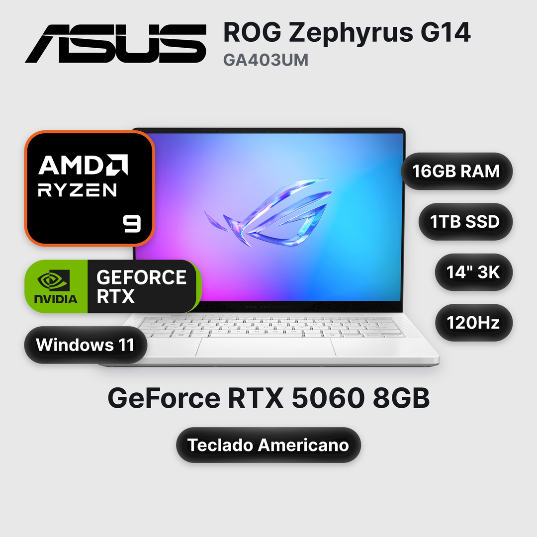 Laptop ASUS ROG Zephyrus G14 GA403UM Ryzen 9-270 16GB 1TB SSD RTX 5060 14" (90NR0M82-M00320)