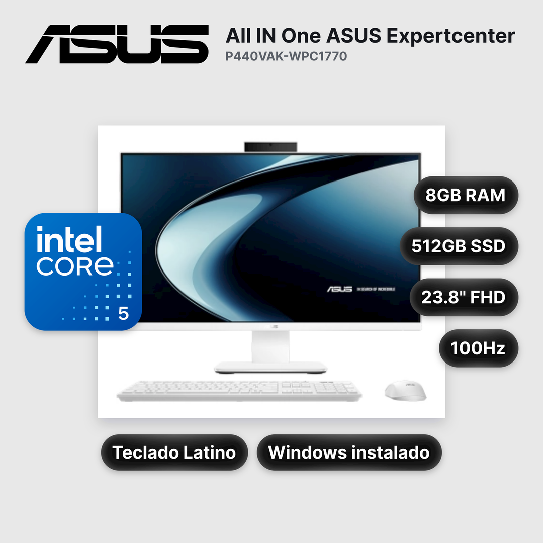 All in One ASUS ExpertCenter P440VAK-WPC1770 Core 5 210H 8GB 512GB SSD 23.8" FHD (90PT03X7-M07080)