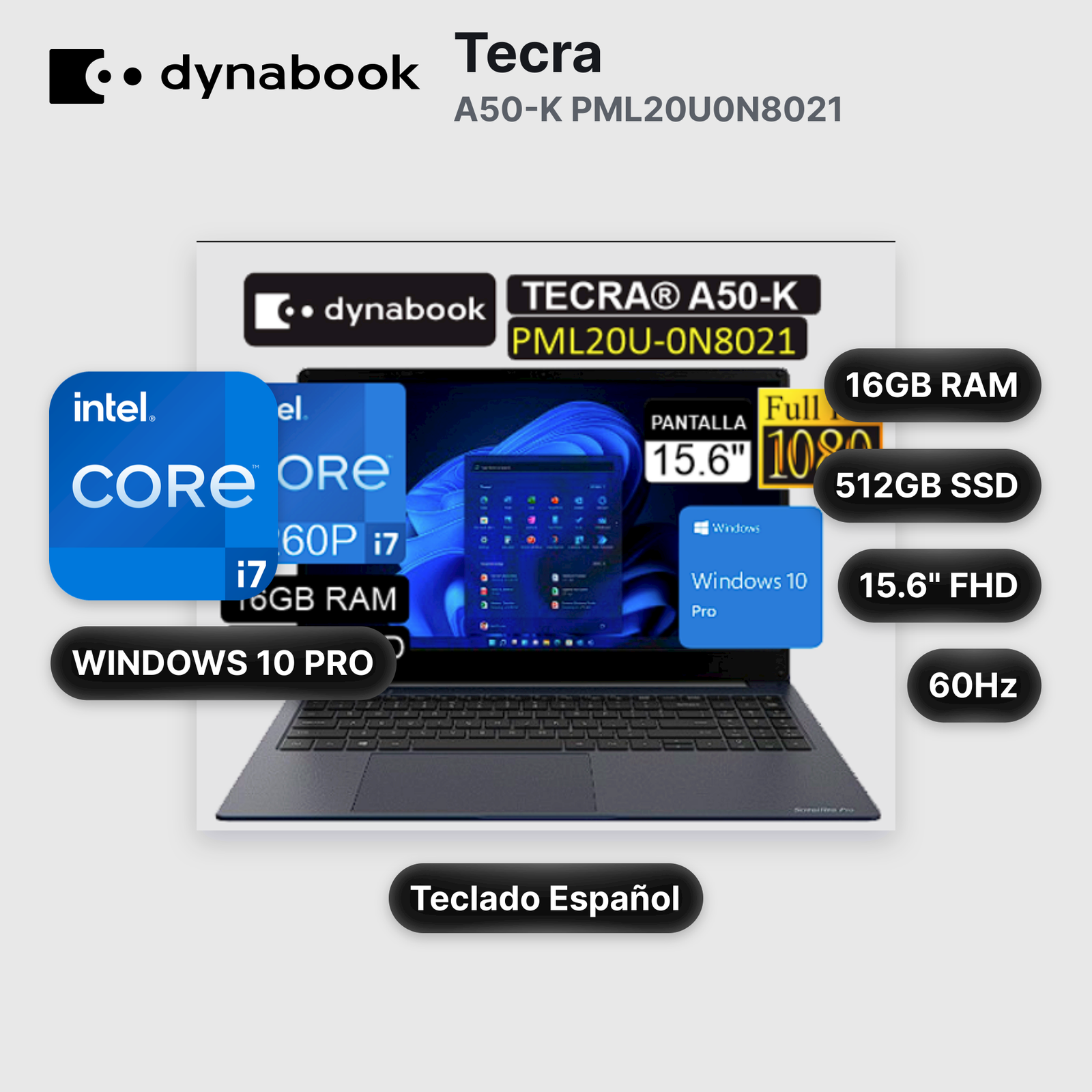 Laptop Dynabook Tecra A50-K PML20U0N8021 Core I7-1260P 16GB 512GB SSD 15.6" (PML20U-0N8021 (S))