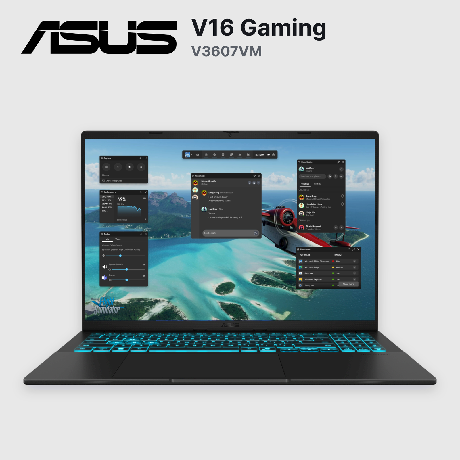 Laptop ASUS V16 Gaming V3607VM Core 7-240H 16GB 512GB SSD RTX 5060 16" (90NB16K1-M000P0)