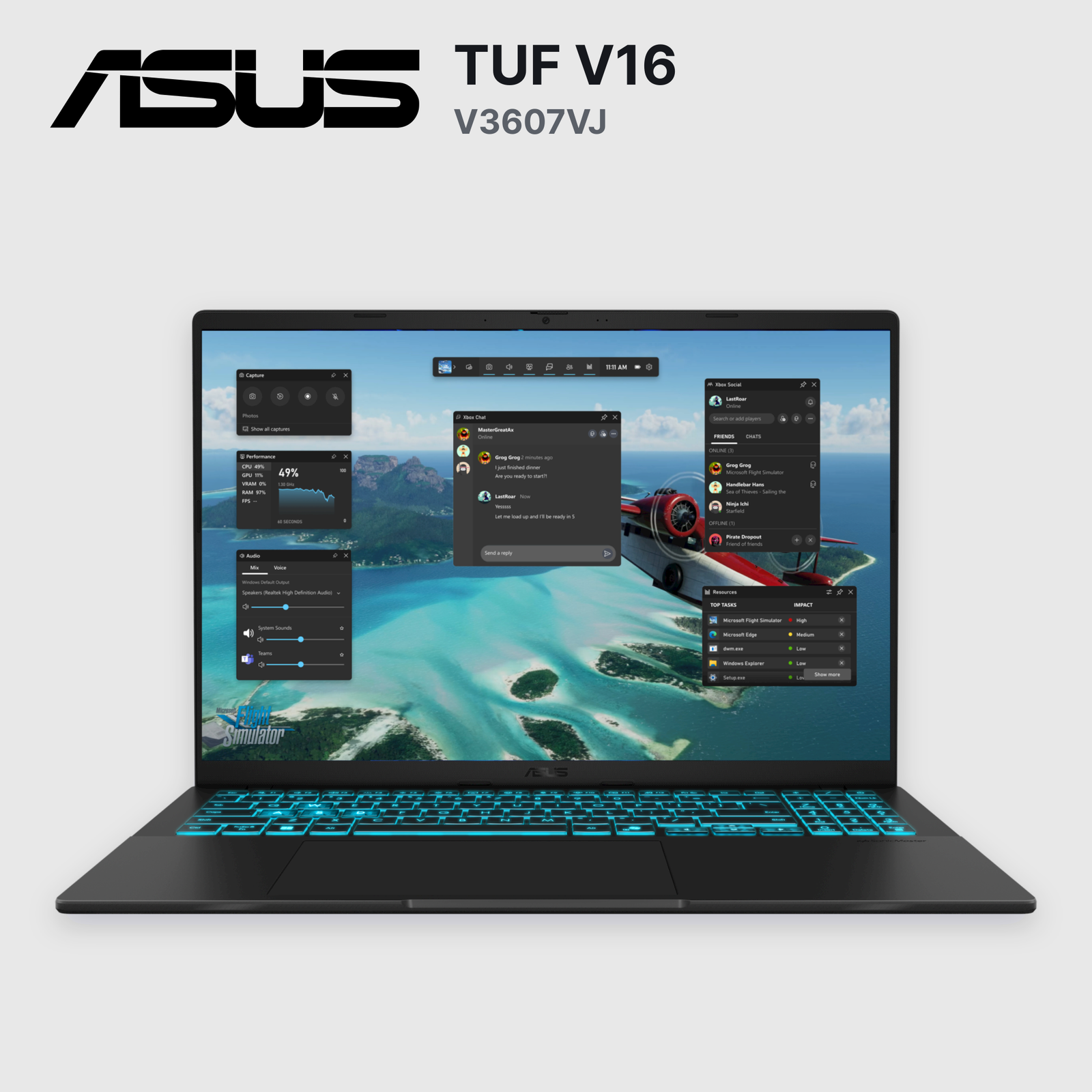 Laptop ASUS TUF V16 V3607VJ Core 5-210H 8GB 512GB SSD RTX 3050 16" (90NB15V1-M00CE0)